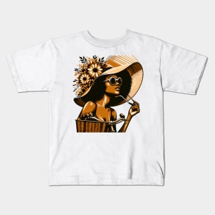 Afrocentric Woman On A Bicycle Kids T-Shirt